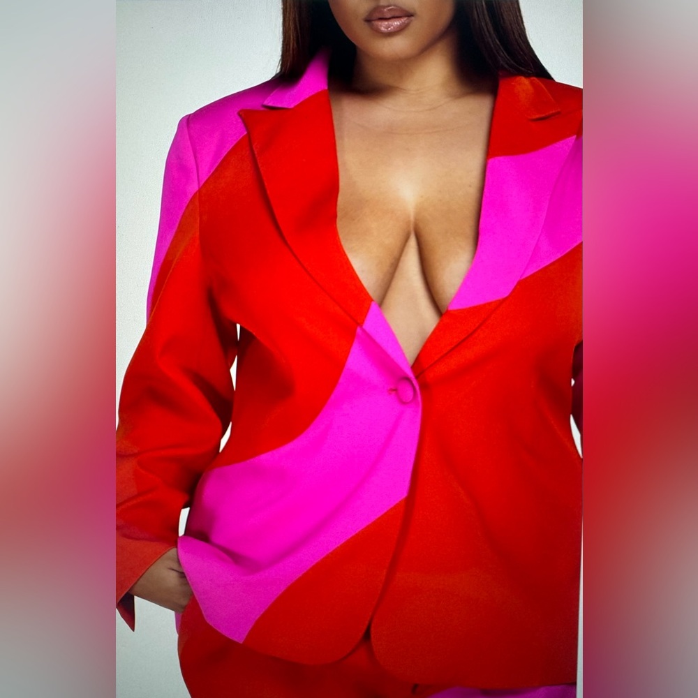 BRAND NEW - “Boss Moves” 2PC Red & Pink Blazer Pant Set